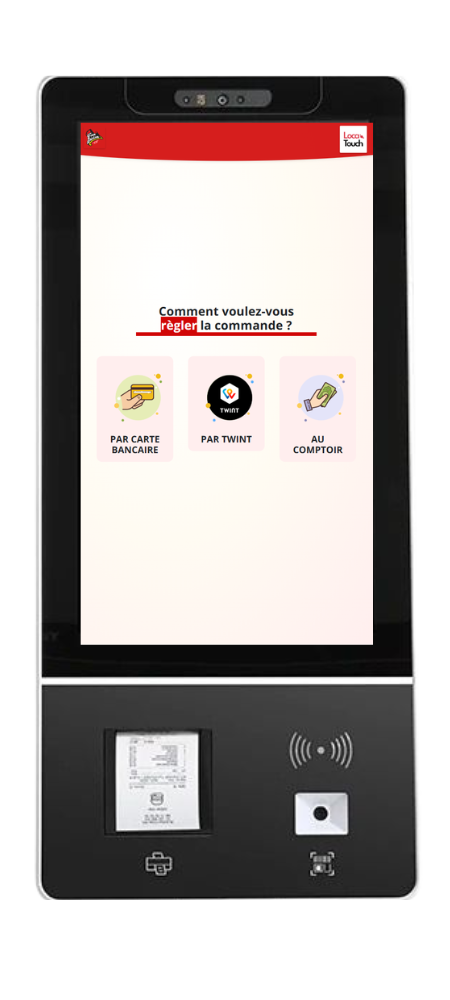 Borne de commande fast food – Choix du mode de paiement